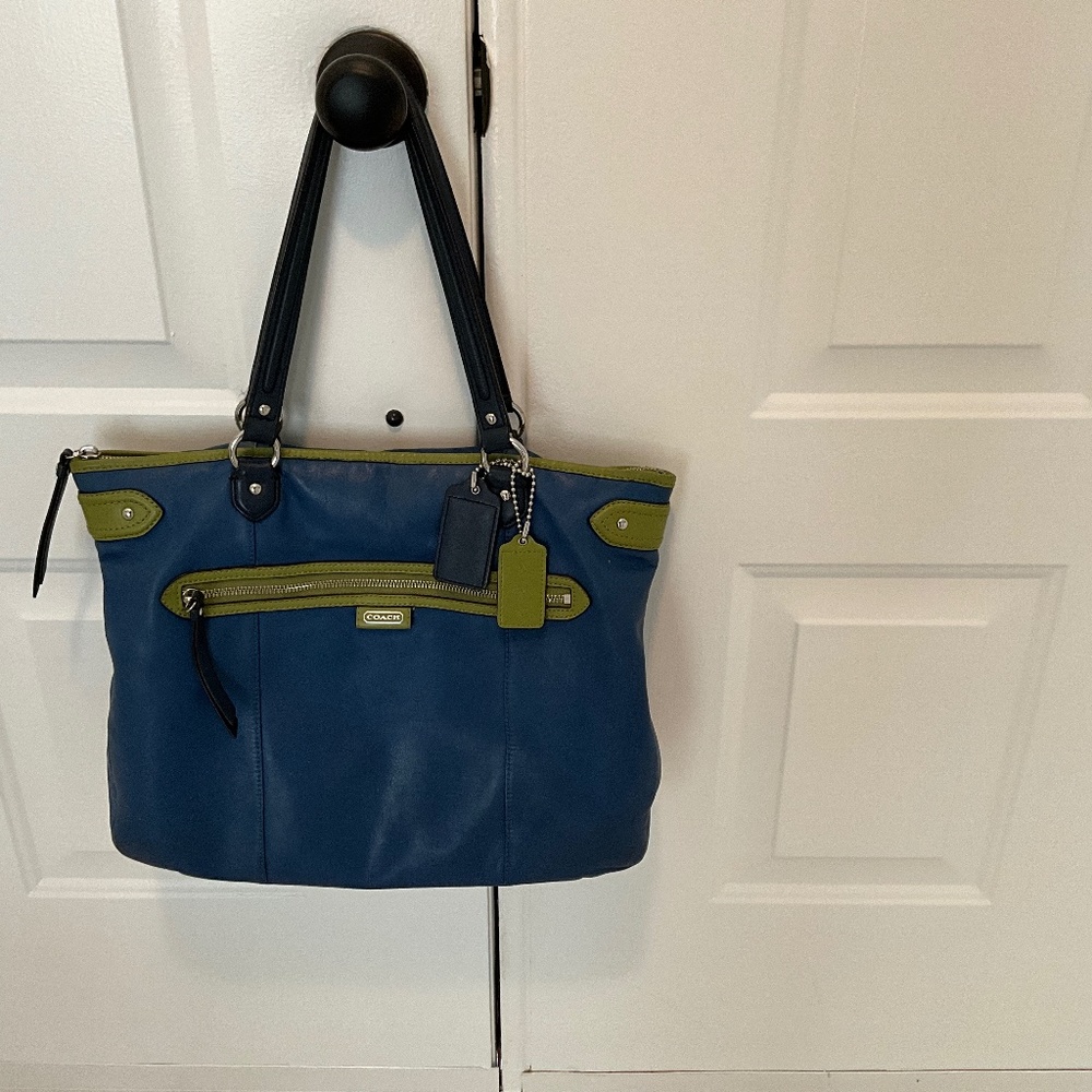 Coach shoulder bag blue/green - double coach tags